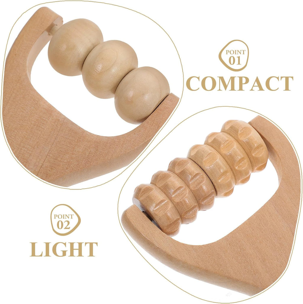 4Pcs Wooden Massage Roller Set, Full Body Massage Roller Tool for Hand, Foot Leg Recovery, Home Self Tools