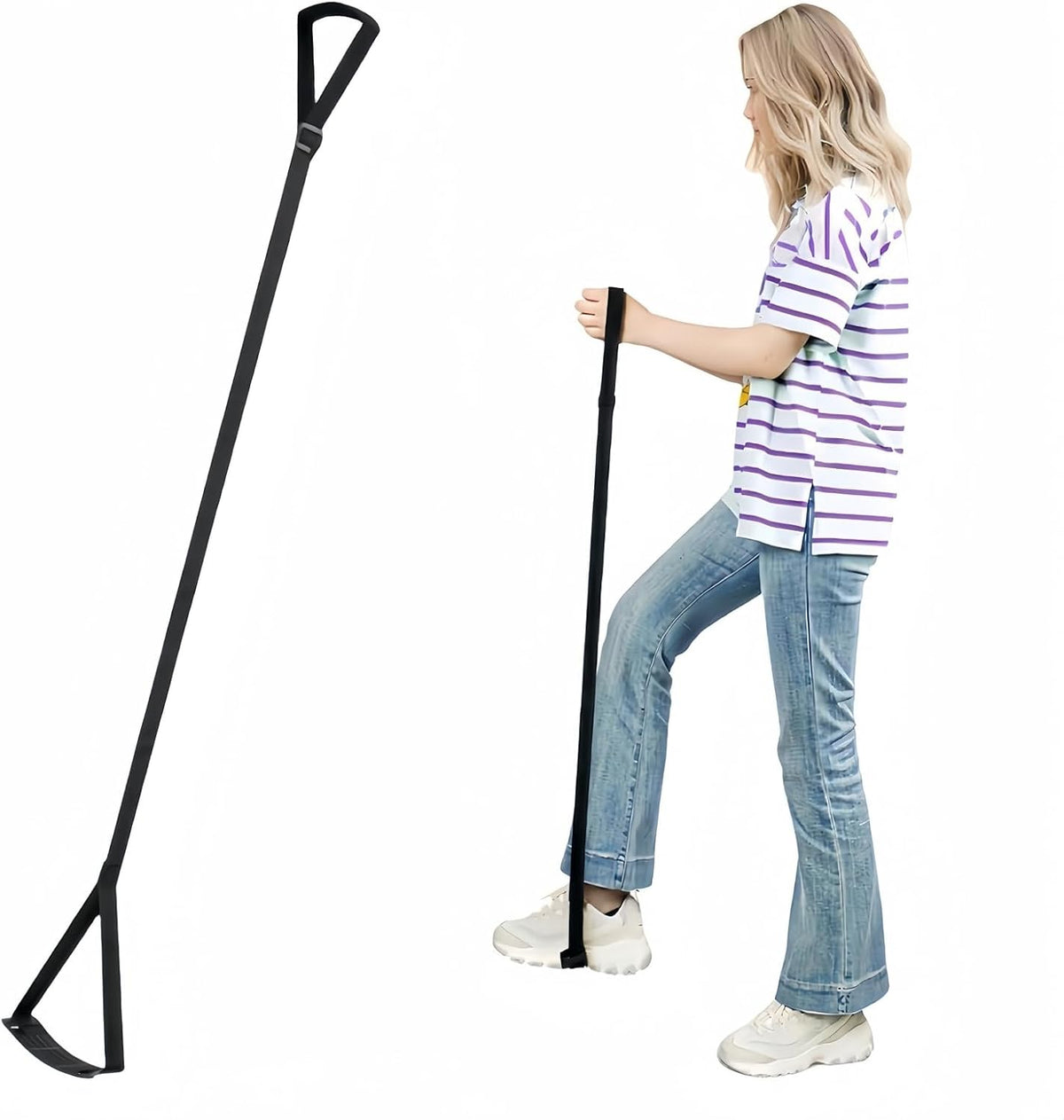 Rigid Leg Lifter for after Knee Surgery, Extra Long Leg Lifters for Elderly, Adjustable Leg Lifter Strap for after Hip Replacement, Limited Mobility, Foot Lifter Aid for Bed, Car, Wheelchair