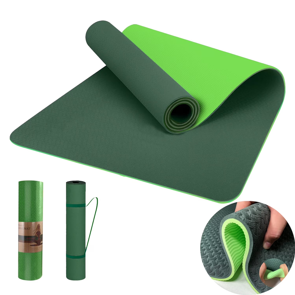 Yoga Mat 72 X 24'' Exercise Mats 8Mm TPE Non-Slip Extra Thick High-Density Eco Friendly for Yoga Workout Pilates Yoga Mats for Women Men