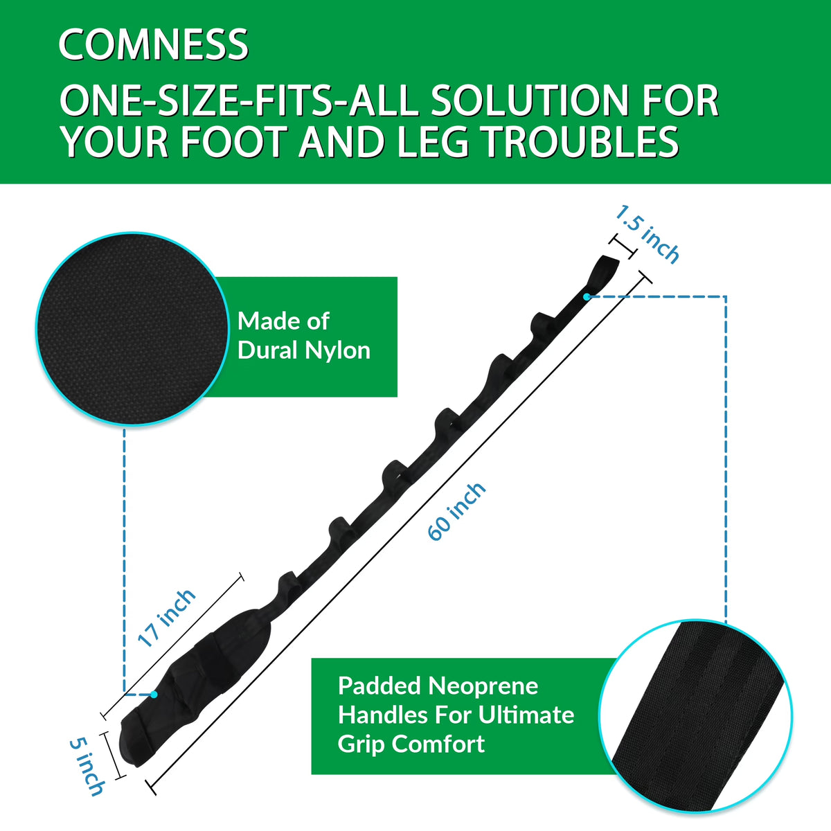 Foot Stretcher Belt for Plantar Fasciitis and Yoga, Black,‎Unisex-Adult