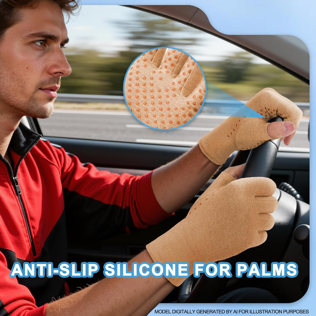 2-Pair Arthritis Compression Gloves for Hand Arthritis, Fingerless