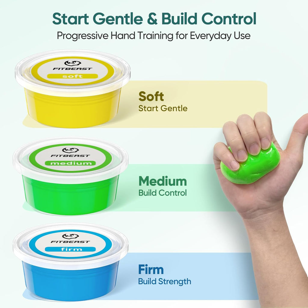 Flex Therapy Bars and Therapy Putty Set, Hand Therapy and Grip Strength Training for Finger, Wrist & Forearm Exercise