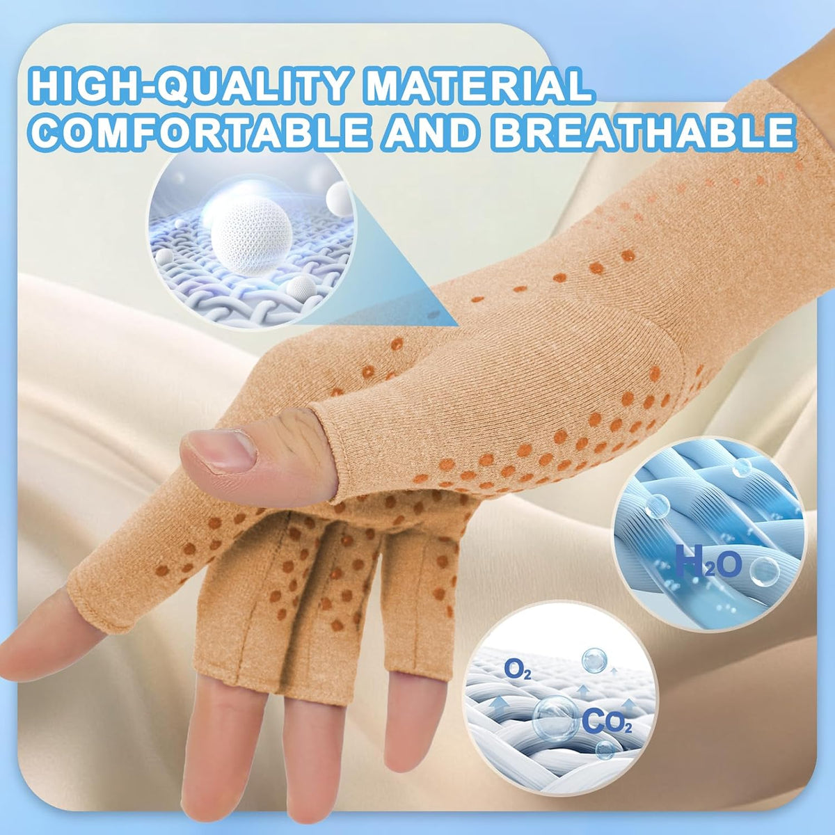 2-Pair Arthritis Compression Gloves for Hand Arthritis, Fingerless