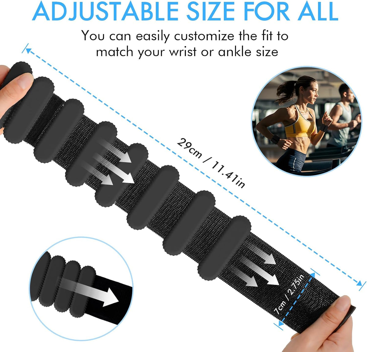 Wrist Ankle Weights for Women, Adjustable Ankle Weights Strength Training Silicone Bracelets Workout Wrist Ankle Weights for Men Women Yoga Running Dance Ankle Arm Leg Weights (2lb)