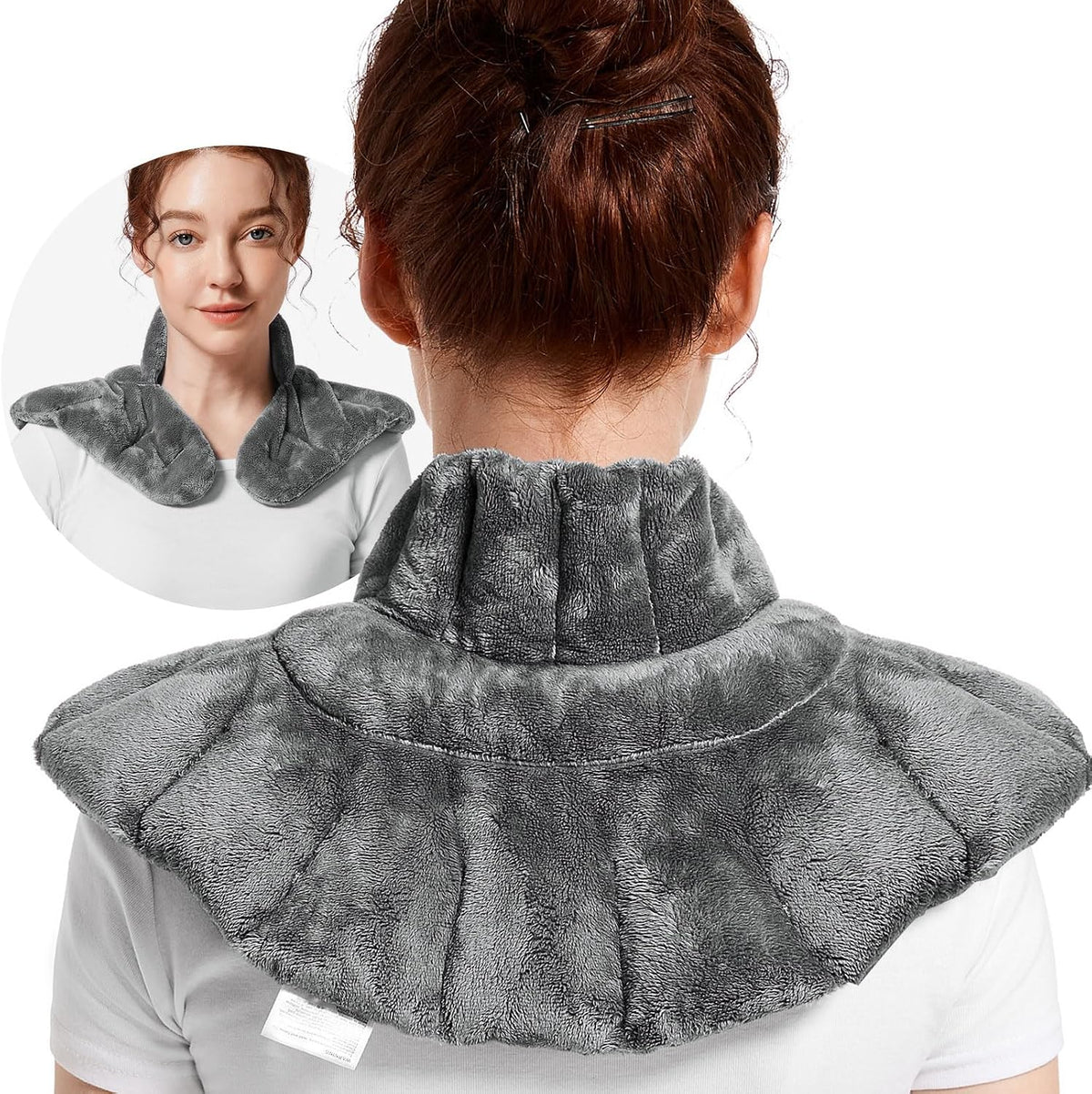 Microwavable Heating Pad for Neck, Shoulders, and Back - Microwave Heated Wrap with Moist Heat, Weighted Neck Warmer, Gray, Unscented