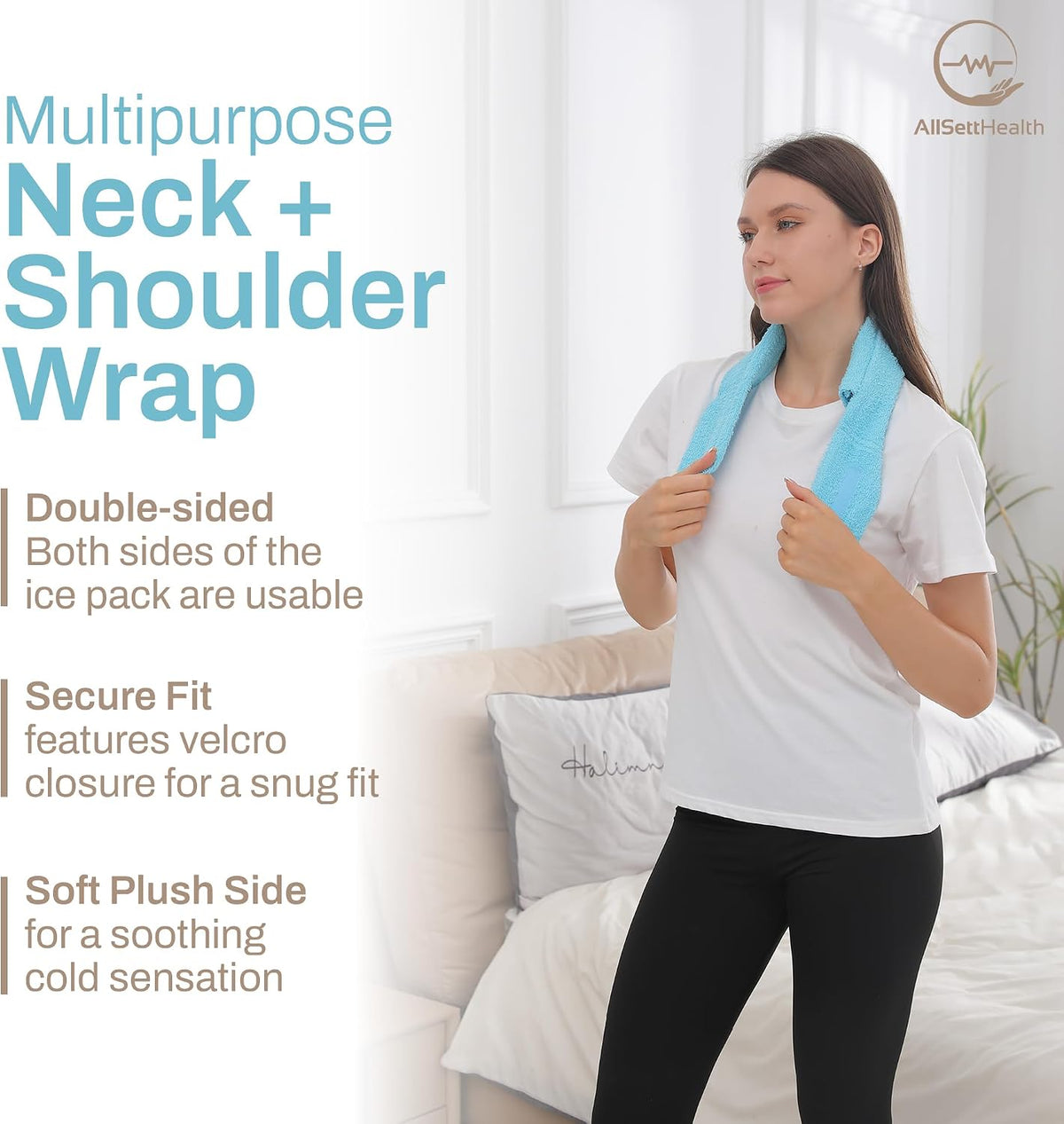 Ice Pack for Neck and Shoulders, Neck Ice Pack Wrap with 2 Reusable Packs