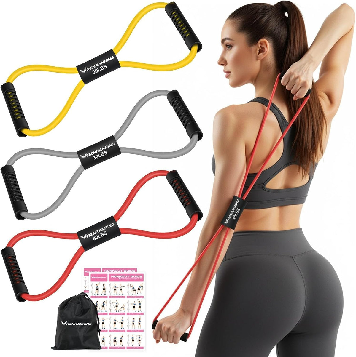Resistance Bands with Handles, Figure 8 Fitness Bands, Exercise Bands Set