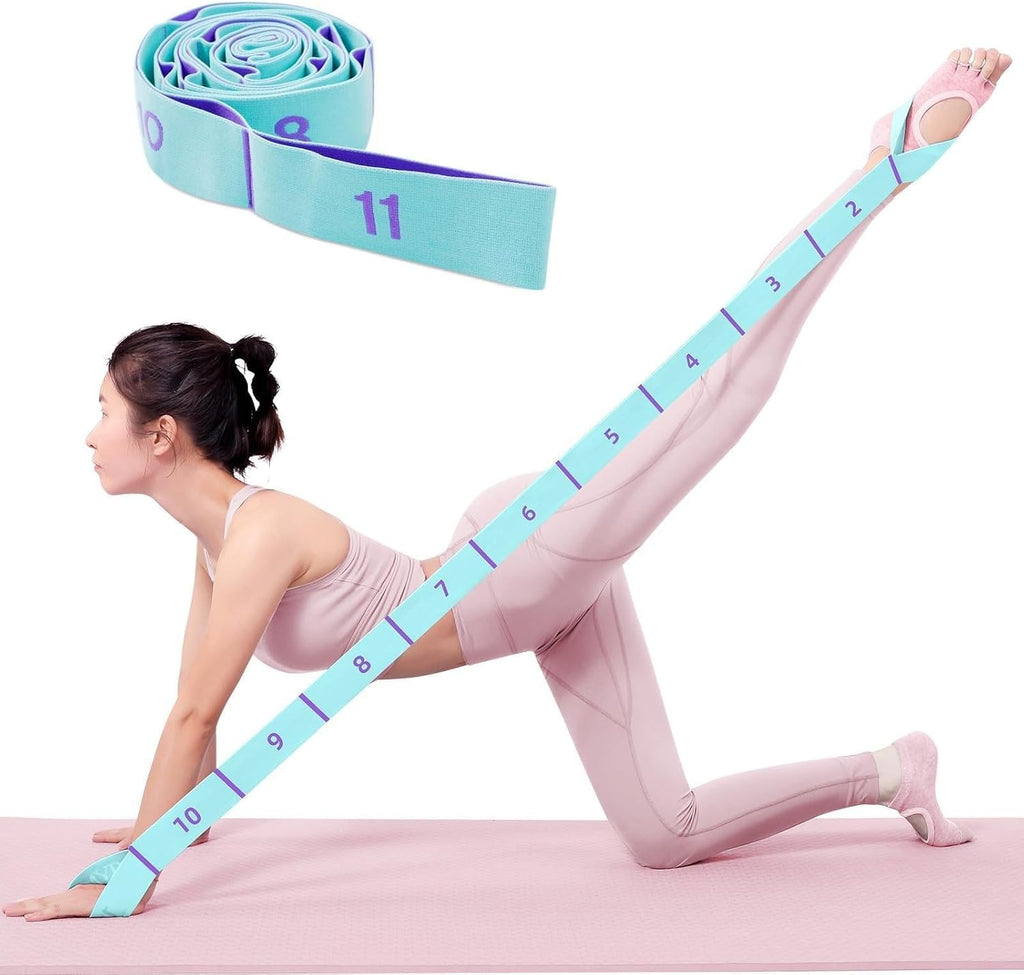 11 Loops Stretch Band - Yoga, Pilates, Ballet, and Physical Therapy Stretching Strap for Flexibility, Leg Stretching, and Exercise - Durable Stretching Equipment for Dance and Fitness