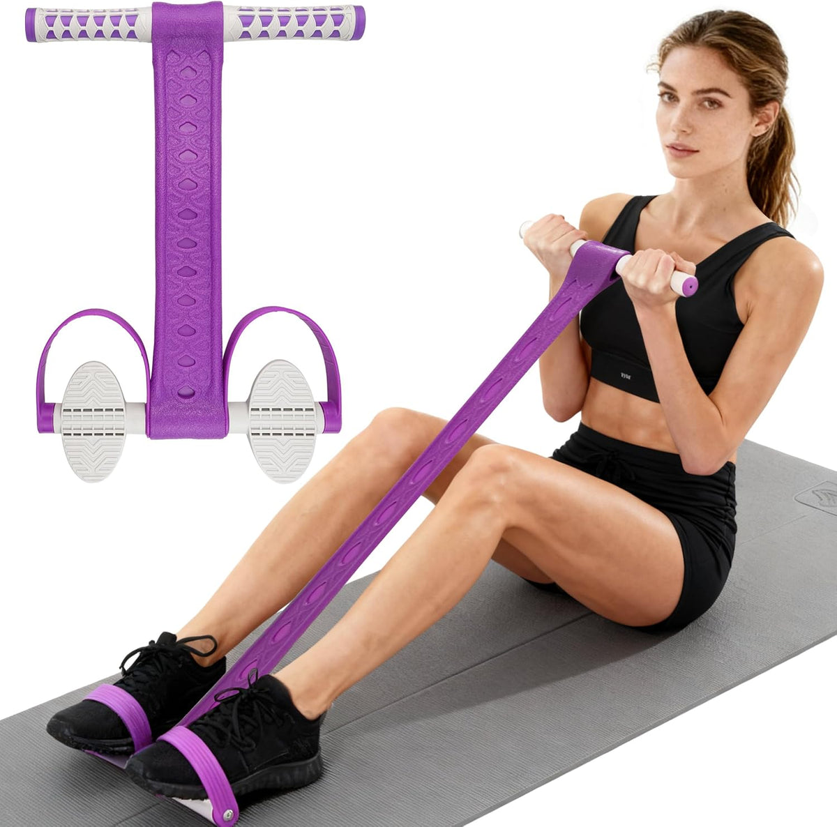 Foot Pedal Resistance Band with Handle Multifunction Tension Rope for Women Exercise Fitness Workout Stirrup Puller