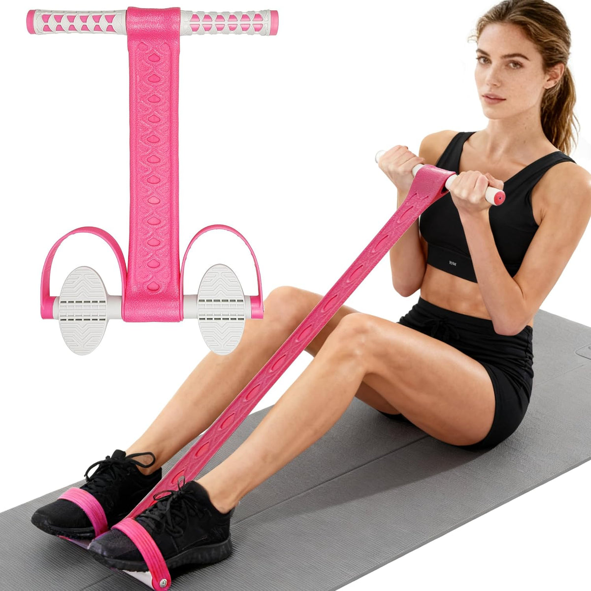 Foot Pedal Resistance Band with Handle Multifunction Tension Rope for Women Exercise Fitness Workout Stirrup Puller
