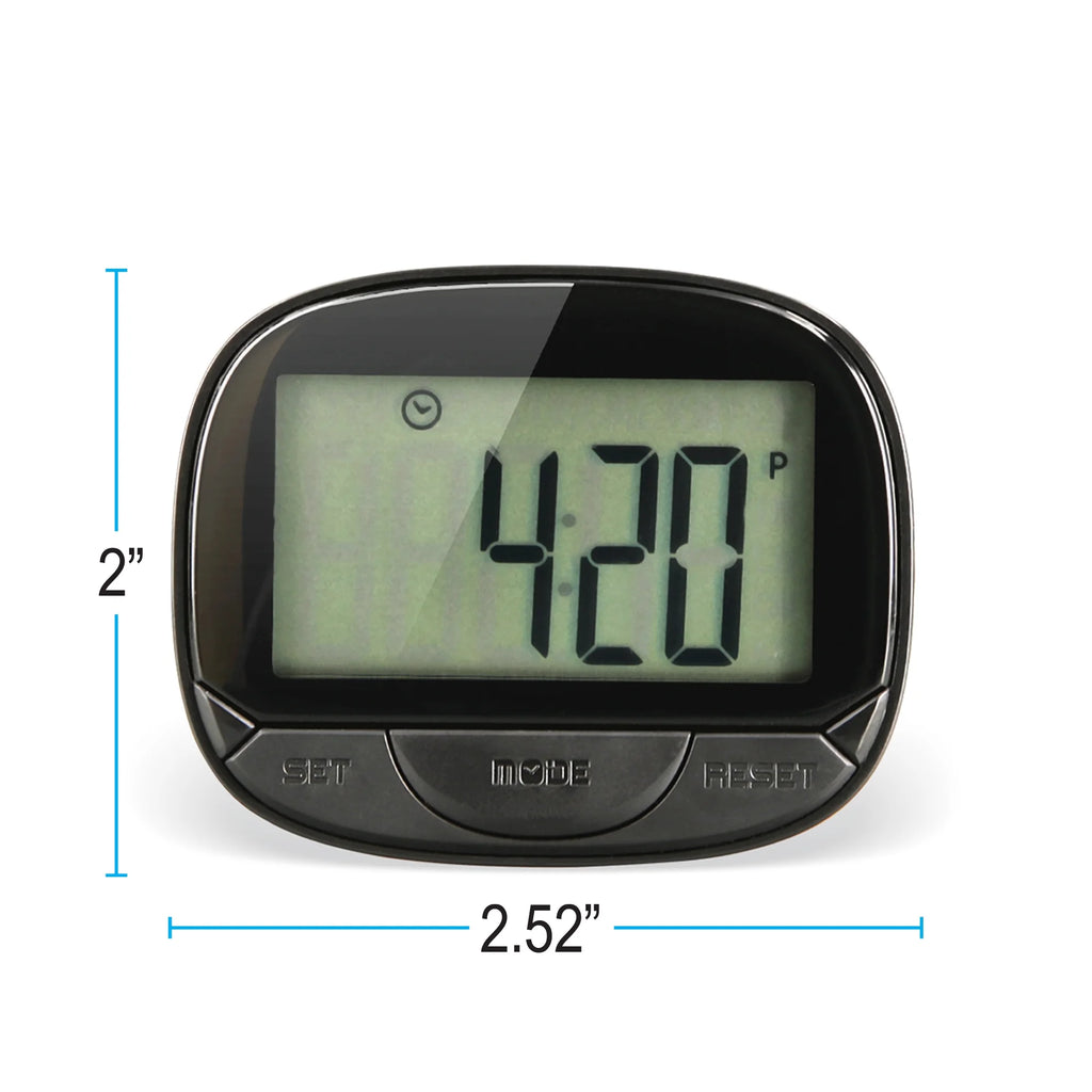 Xtreme Fit Clip-On Pedometer with Distance, Calories, and Time Tracking - Includes Battery - Black