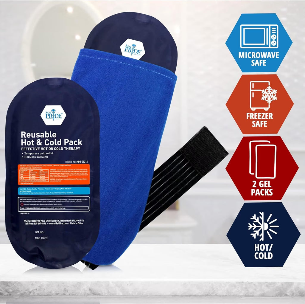 Reusable Hot Cold Pack and Therapy Belt 2 Pack – Microwavable Hot Gel Bag for Pain Relief, Injuries, Headaches, Knee Pain