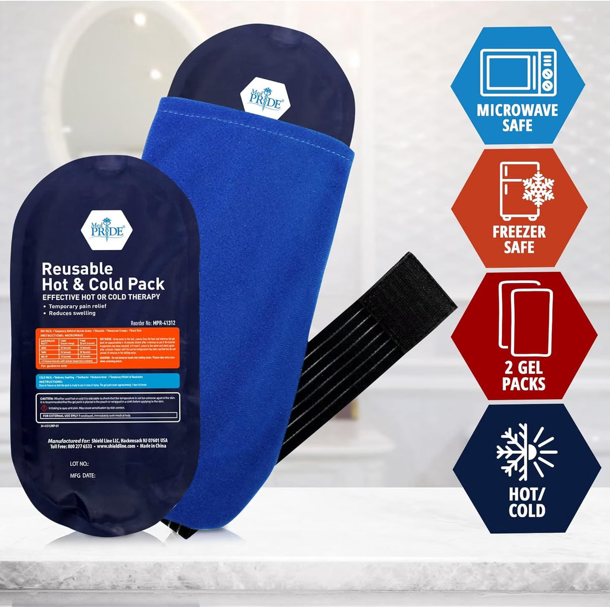 Reusable Hot Cold Pack and Therapy Belt 2 Pack – Microwavable Hot Gel Bag for Pain Relief, Injuries, Headaches, Knee Pain