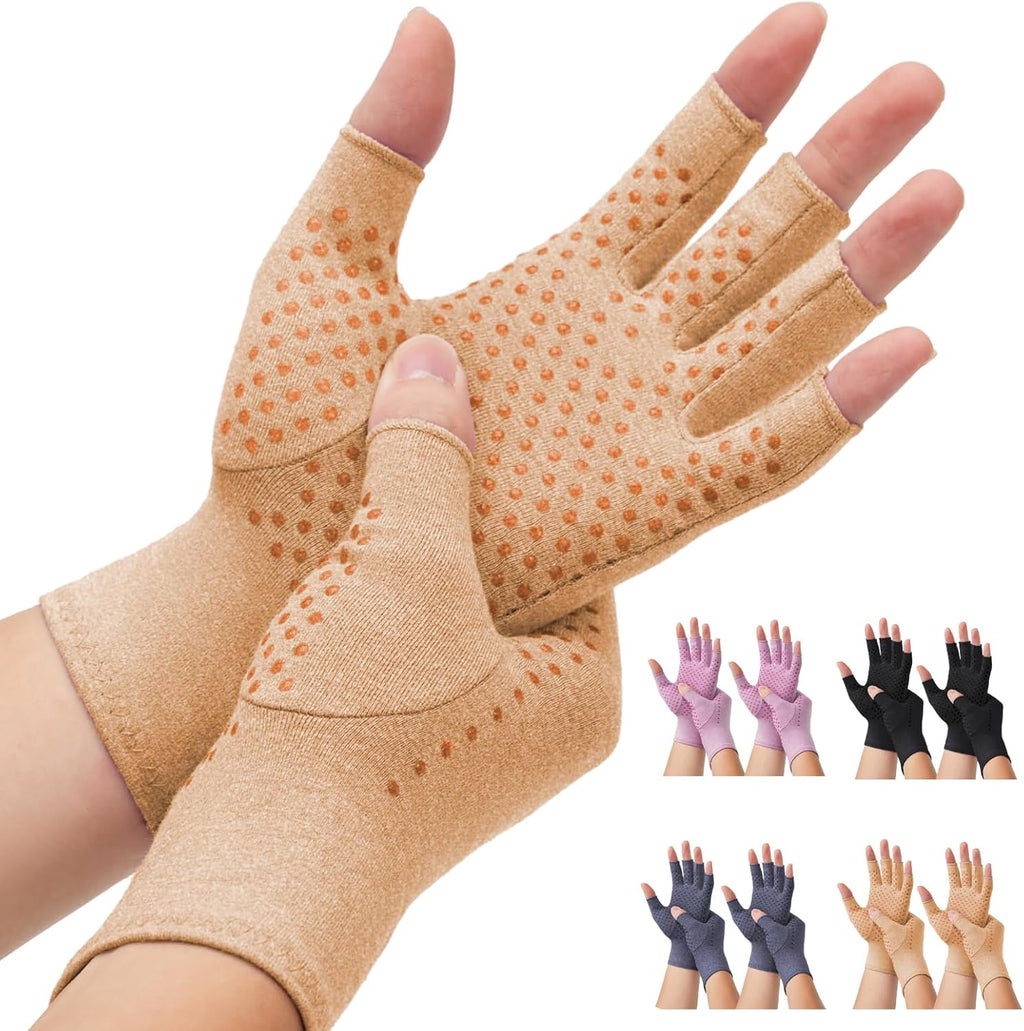 2-Pair Arthritis Compression Gloves for Hand Arthritis, Fingerless