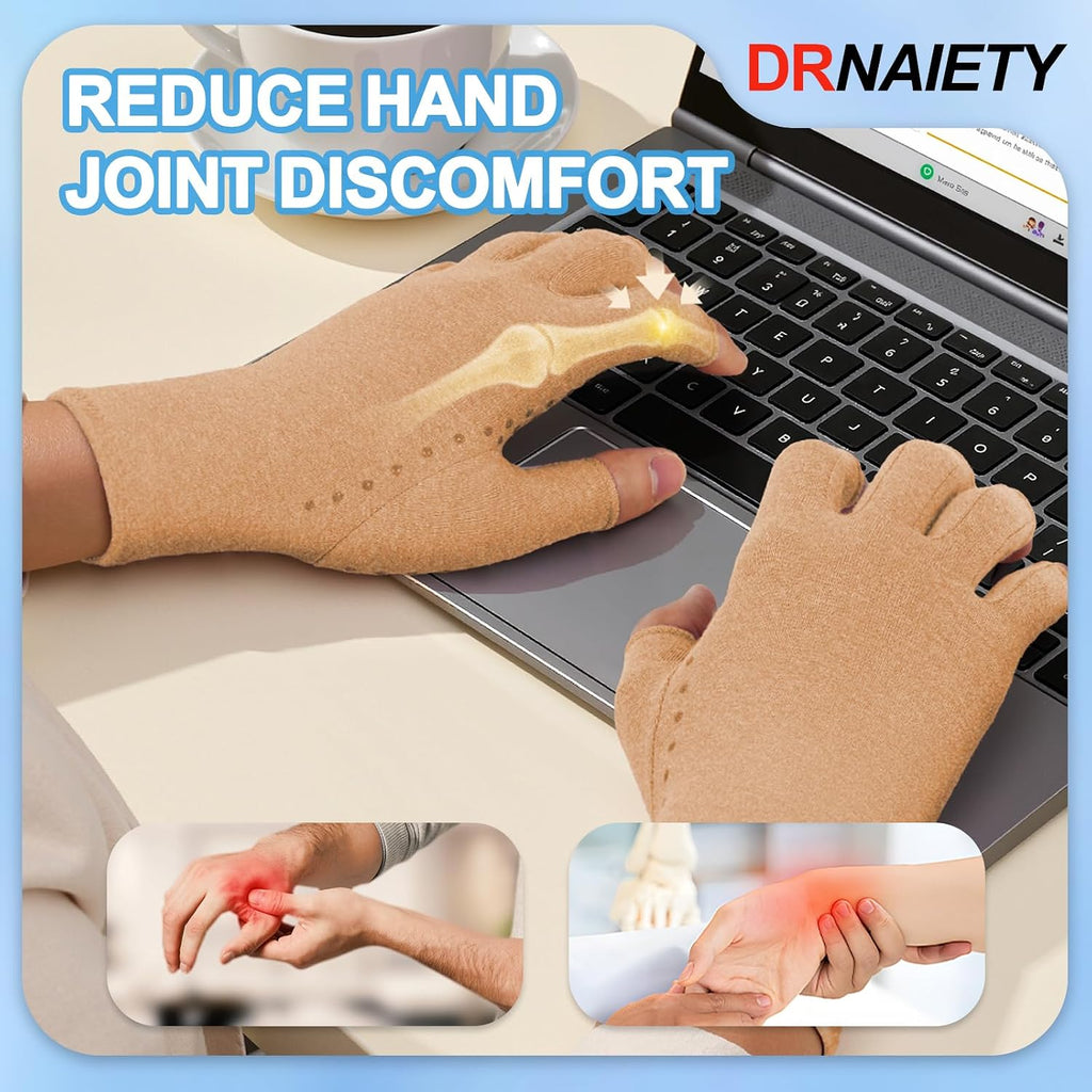 2-Pair Arthritis Compression Gloves for Hand Arthritis, Fingerless