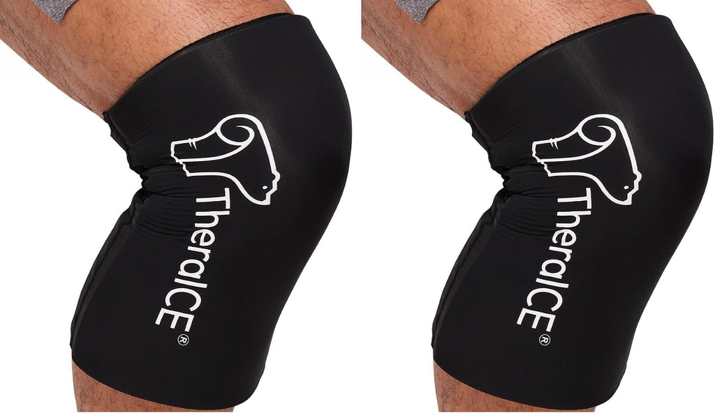 Theraice Knee Ice Pack Wrap PRO Brace, Compression Sleeve, Focuszone (M)