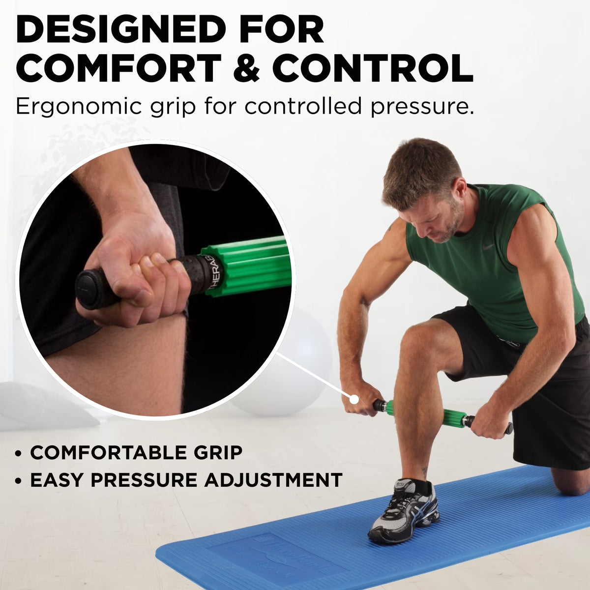 Roller Massager+, 19"-21" Retractable Muscle Massage Stick for Full-Body Use, Deep Tissue & Trigger Point Self-Massage, Portable Handheld Fascia Release Tool for Runners, Athletes