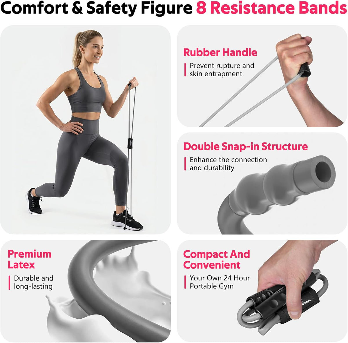 Resistance Bands with Handles, Figure 8 Fitness Bands, Exercise Bands Set