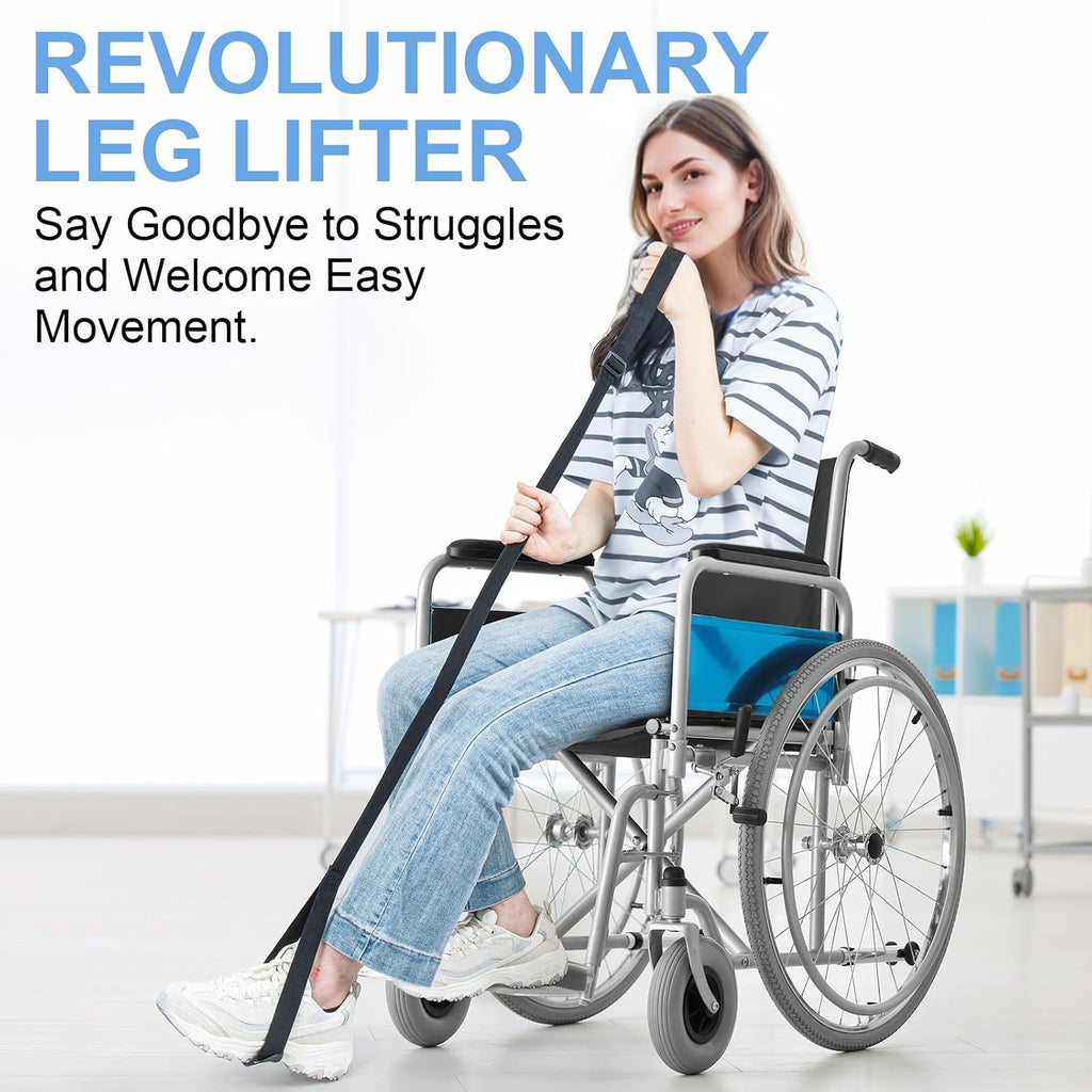 Rigid Leg Lifter for after Knee Surgery, Extra Long Leg Lifters for Elderly, Adjustable Leg Lifter Strap for after Hip Replacement, Limited Mobility, Foot Lifter Aid for Bed, Car, Wheelchair