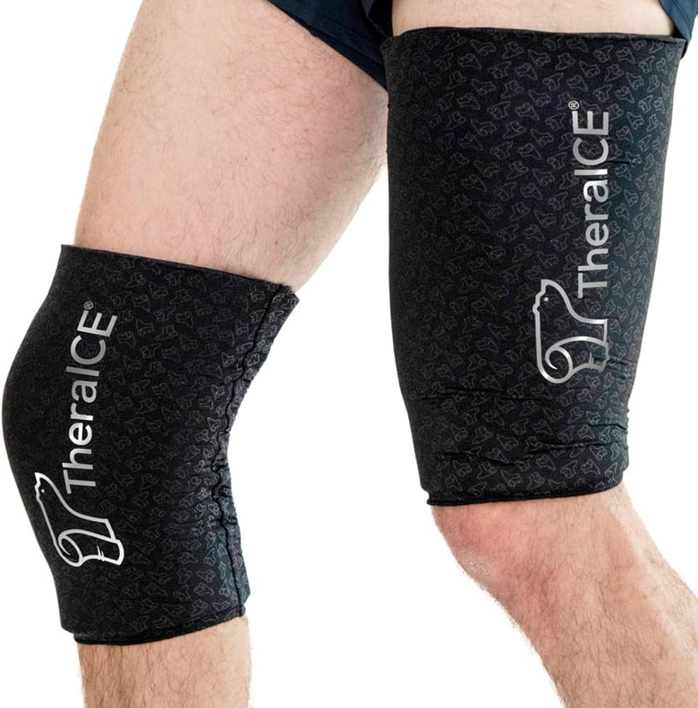 Theraice Knee Ice Pack Wrap PRO Brace, Compression Sleeve, Focuszone (M)