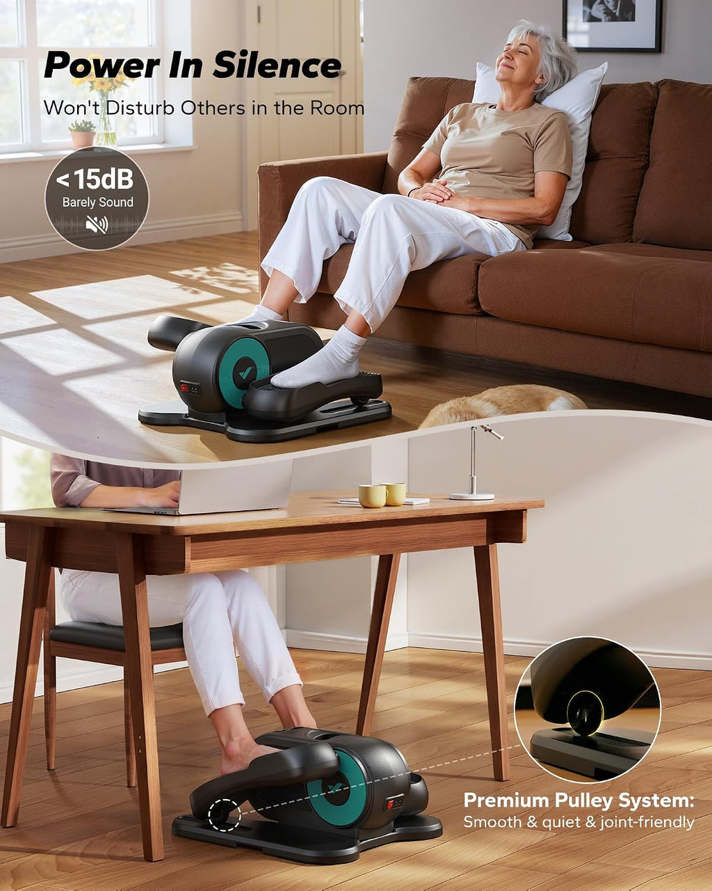 under Desk Elliptical, Leg Exerciser While Sitting for Seniors